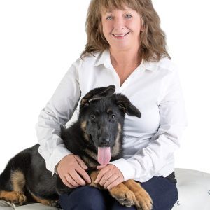 Carrie with dog